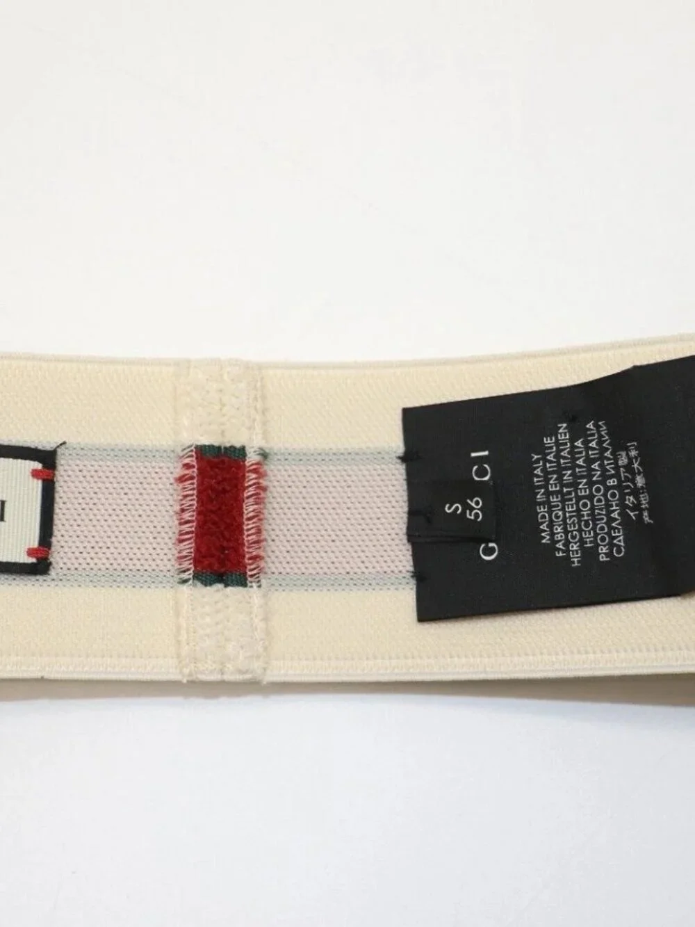 GUCCI Elastic Headband Red And White Stripe Size Small - White/Red/Green